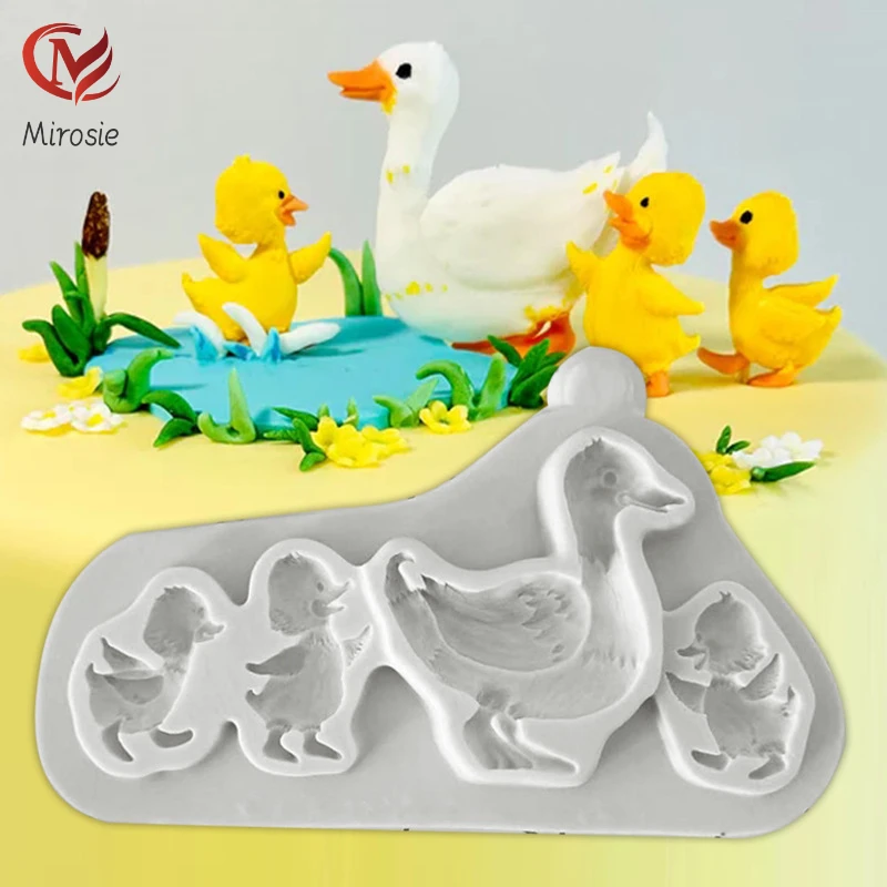 

Mirosie Cute Duck Christmas Cake Decoration Chocolate Fondant Pudding Jelly Mousse Clay Silicone Mold Baking Accessories