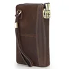 Litchi Patterned Cow Leather RFID Anti-theft Metal Double Zipper Combination Lock Travel Passport Bag  Clutch Bag Long Wallet 5