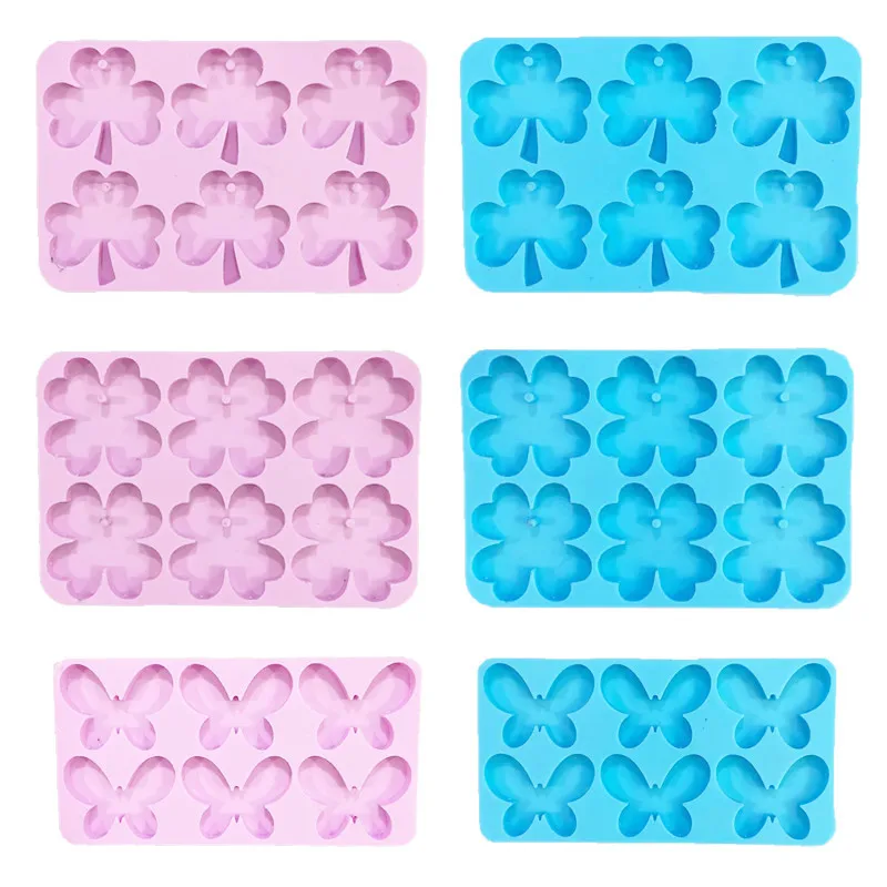 

Diy Silicone New Earrings Three-leaf Clover Butterfly Crystal Drop Glue Tag Pendant Silicone Mold Epoxy Resin Molds