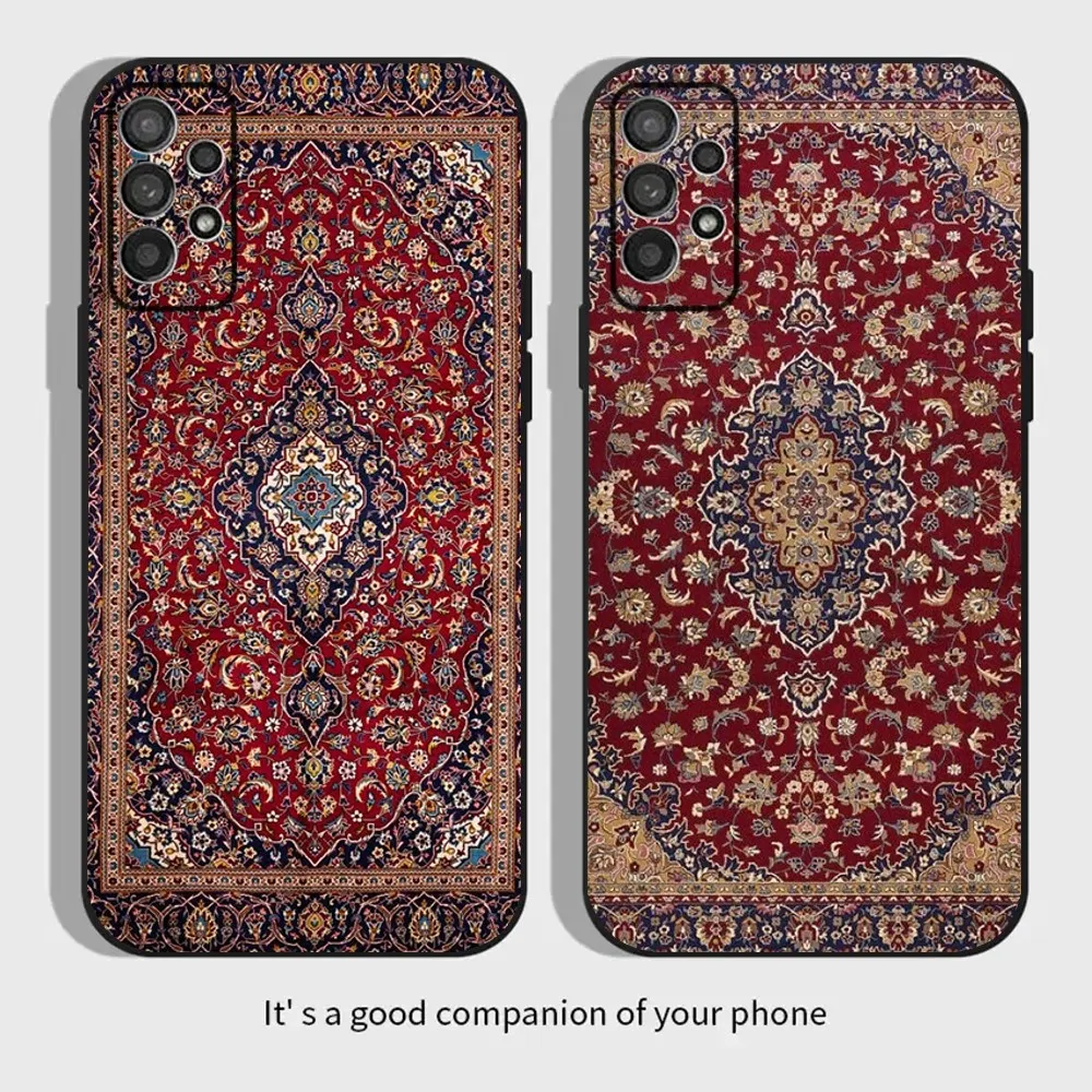 Persian Carpet Floral Pattern Soft Black Phone Case