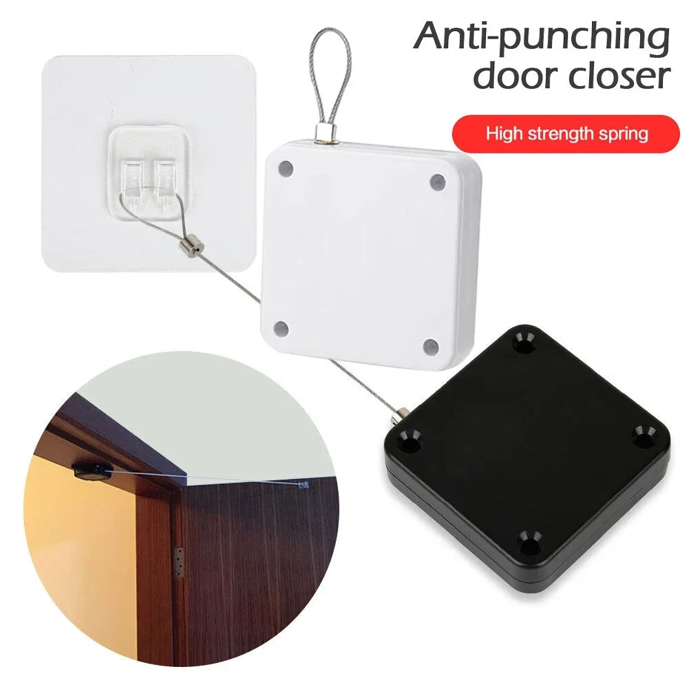 Punch-free Automatic Door Closer 500/800g Wire Rope Retractable Automatic Recovery Coil Closing Device Door Hardware