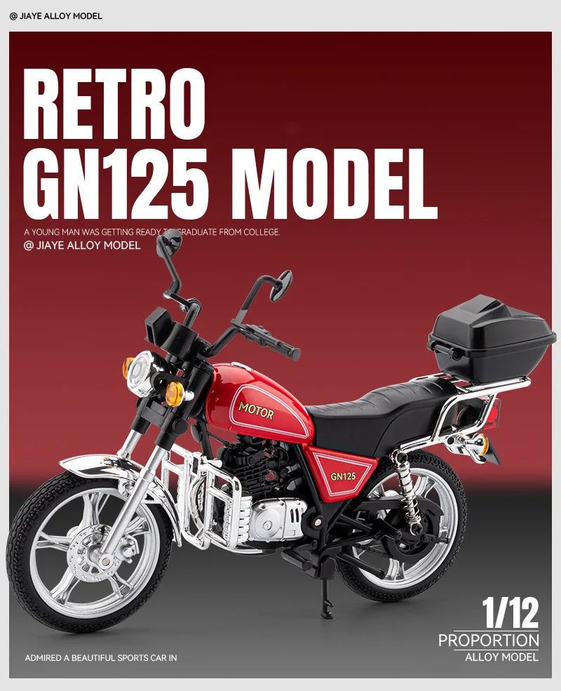 1/12 Suzuki GN125 Legierung Klassisches Freizeit-Sportmotorrad Druckguss Metall Street Cruiser Motorradmodell mit Sound und Licht Kinderspielzeug Geschenk – Detail 1