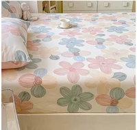 100% Cotton Elastic Bed Sheets Sets Plaid Print Fitted Sheet + 2pc Pillowcases Twin Full Queen King Cal-King Size Bed Cover B99G 6