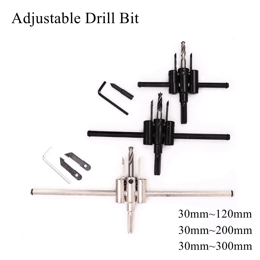 Adjustable Metal Core Drill Bit Set Circle Hole Saw Opener Kit Wood Woodworking Plastic PVC Gypsum Board Alloy Blade Cutter new 1pcs set woodworking hole opener tungsten steel blade gypsum board hole opener tabletop hinge door lock drill bit wood tool