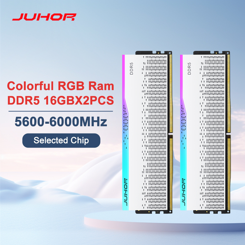 JUHOR Desktop Memory RGB DDR5 16GBX2 6000MHz 5600MHz  Dimm High speed Memoria Ram