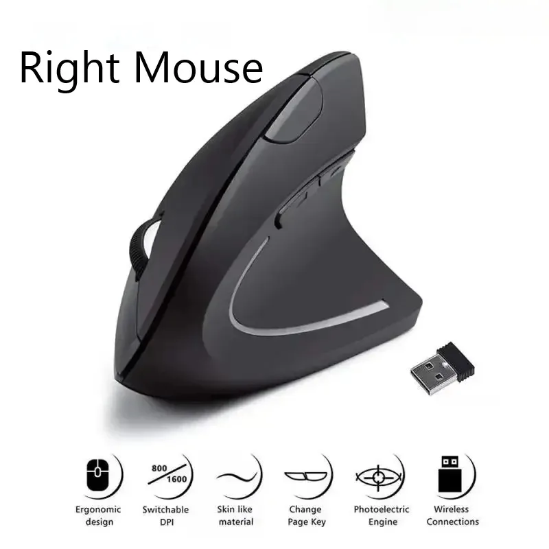 Vertical Mouse Ergonomic 2.4GHz Wireless Optical Mice 3 Adjustable DPI 800/1200/1600 6 Buttons for Laptop PC Computer Desktop wireless mouse optical mouse