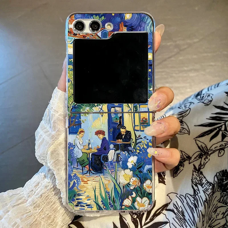 Sunflower Cat Oil Painting Clear Hard Folding Phone Case