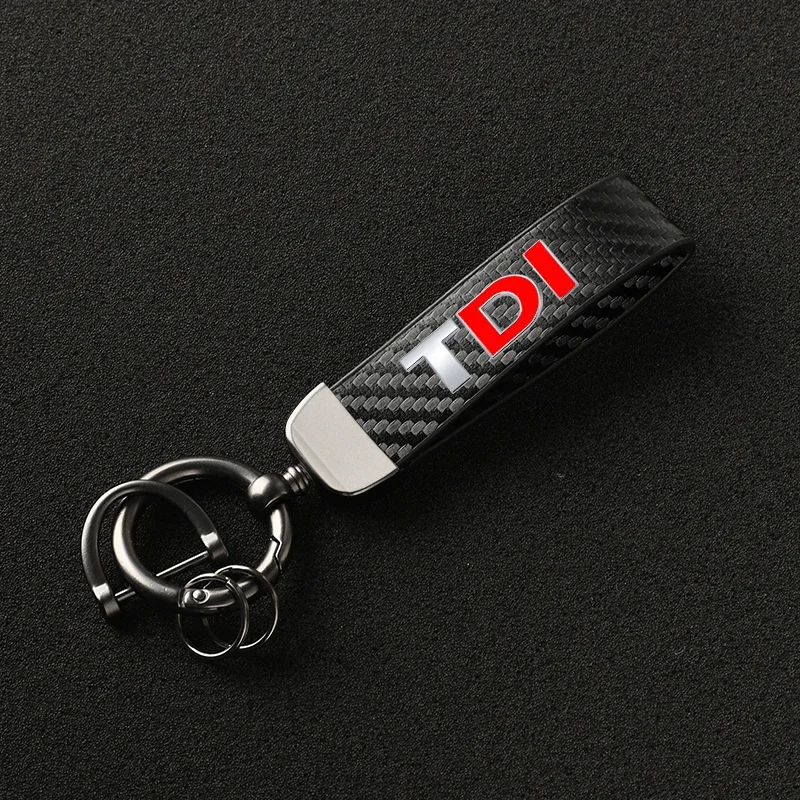 Carbon Fible Car KeyChain 360 Degree Rotating Horseshoe Key Rings