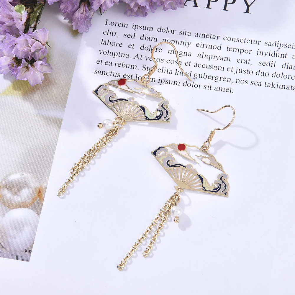 Dangle Earrings Drop Earrings Crystal Tassel Earrings Metal Jewelry Chinese Style Earrings Personality Hollow Shaped Tassel Earrings Women Jewelry Accessories Decorations for Girls
