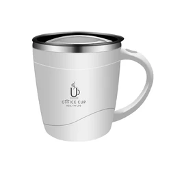 Premium Stainless Steel Insulated Coffee Tumbler with Lid and Handle - 500ml (White)
