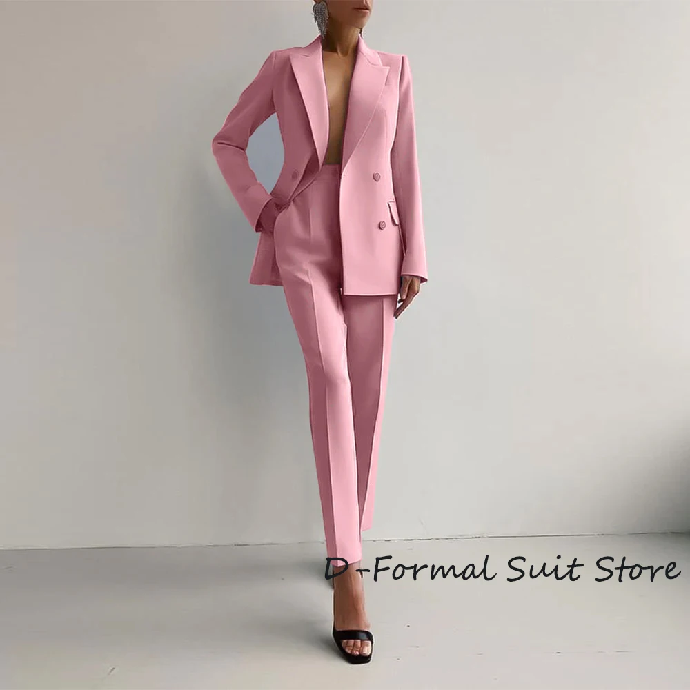 Women's Suit Set Double Breasted Slim Fit Button-Up