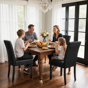 Dining Chairs Set of 6, Leather Parson Dining Room Chairs, Modern High-End Kitchen Side Chairs for Bedroom, Living Room 3