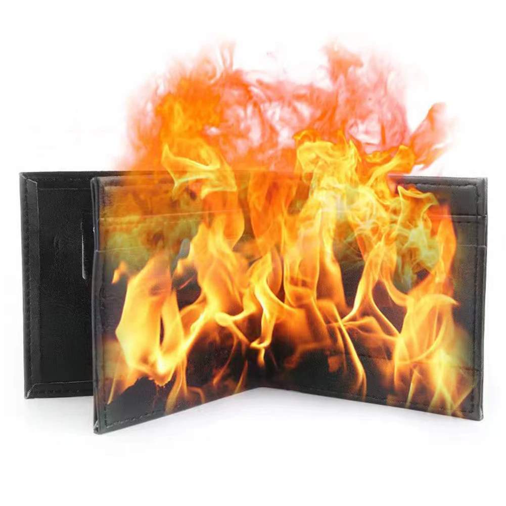 Magic Trick Fire Flaming Wallet Leather Street Show Close up Magic Props Wallet Purse Stage Street Magic Prop 2024 New Pouch