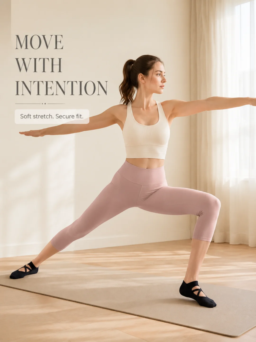 Women's Non-Slip Pilates and Yoga Socks - 2 Pairs, White/Black, Elastic with Anti-Slip Texture