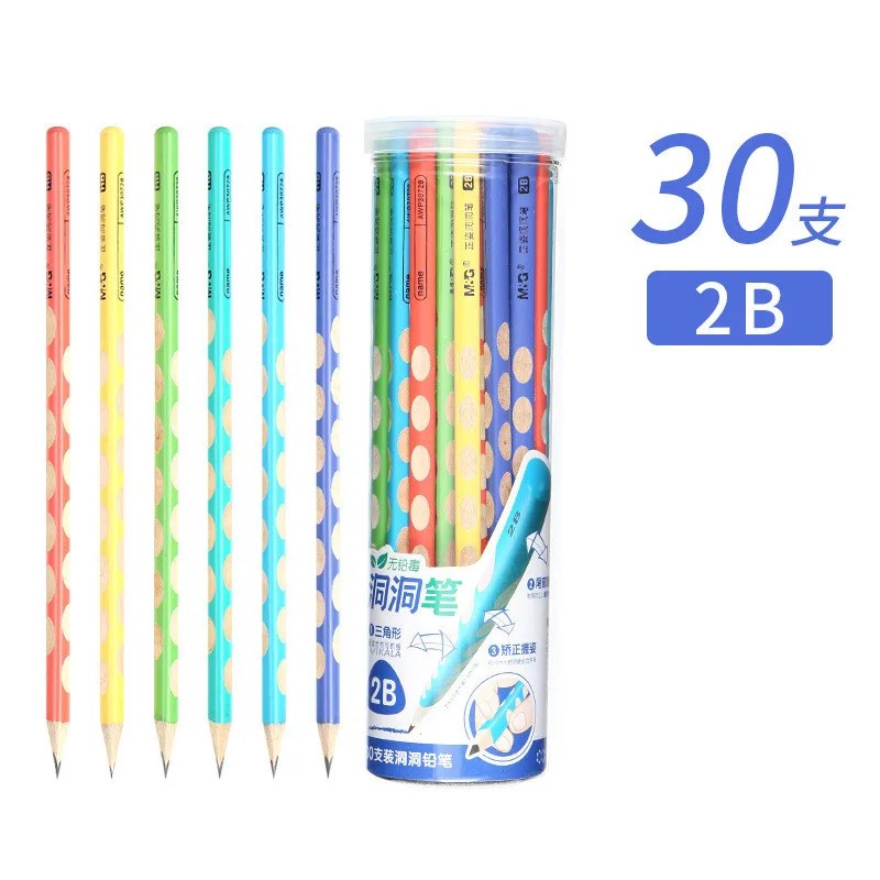 M&G 30pcs/lot Triangle Grooved Bulk Wooden Pencils No Harmful Lead Elements Triangle 2B/HB for School and Office Stationery