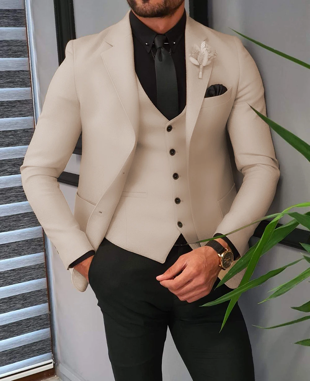White 2 Piece Pant Coat Shawl Lapel Men Wedding Suits Pictures Custom Made Business Groom Wear Dress Suit For Male
