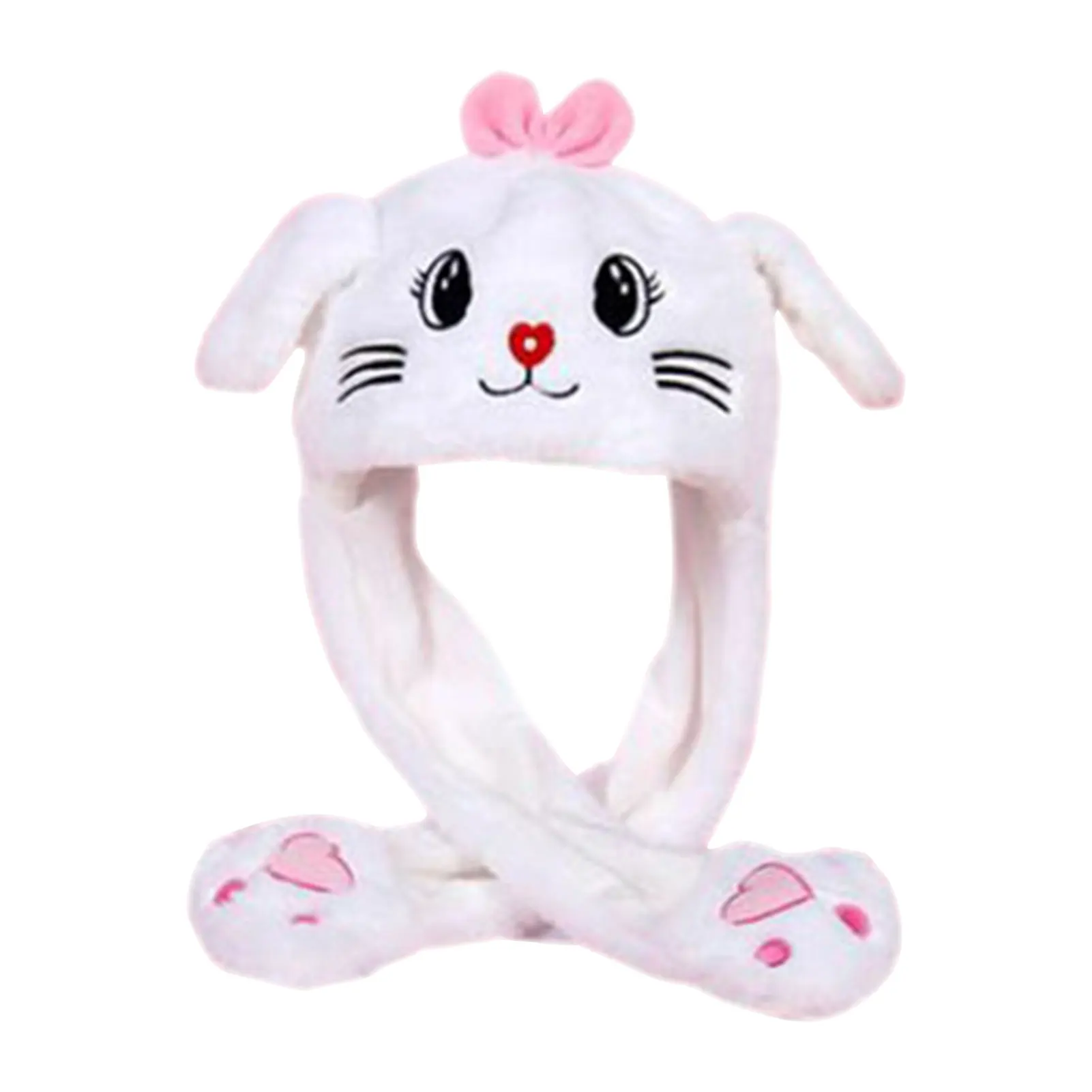 3 in1 gloves scarf rabbit hat long ears cute cartoon hat kawaii funny birthday gift bunny plush cap winter pink Lovely Moving Bunny Ears Hat Plush Rabbit Hat Funny Play Toy Up Down Moving Bunny Ears Toy Hat Girlfriend Children Girls Gifts