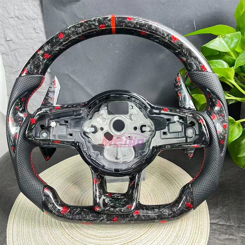 폭스바겐 골프 7 MK7 MK7.5 GTI 시로코 폴로 GTS R 시리즈 레드 단조 스티어링 휠 2014-17 레이싱 휠 자동차용