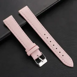 Sleek Vintage Cowhide Leather Watch Band - Ultra - Thin Strap for Sport and Smart Watches (Pink)