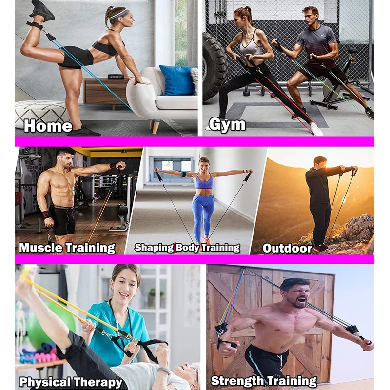 Bandas Elasticas Fitness Musculacion - Tubos de Entrenamiento para Deportes  Interiores o Exteriores, Fitness,Fuerza y Velocidad, Gimnasio en casa o  Yoga - AliExpress