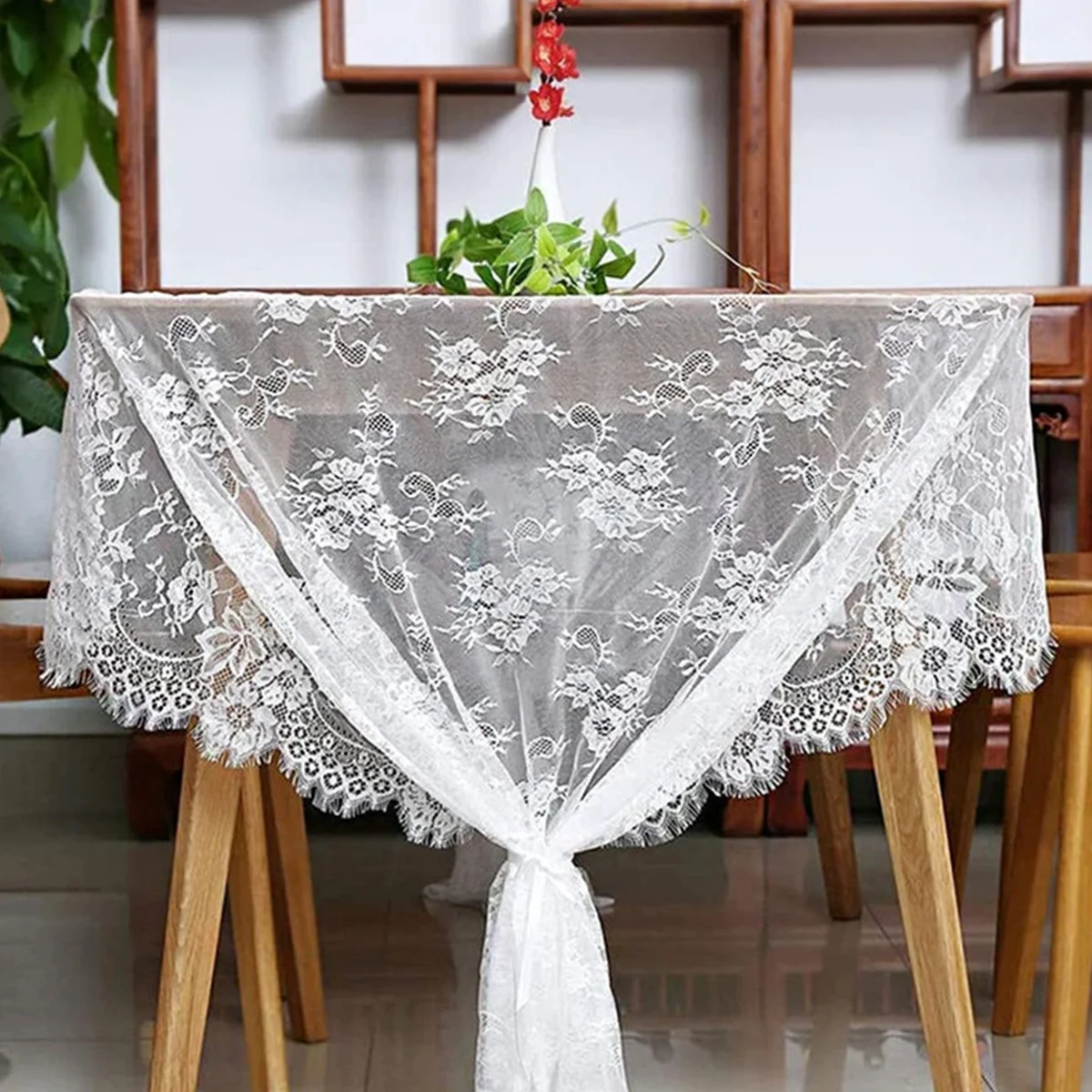 Nappe blanche en coton de Style coréen, décoration de Table à thé,  couverture de Table rectangulaire pour la cuisine, salle à manger de  mariage - AliExpress