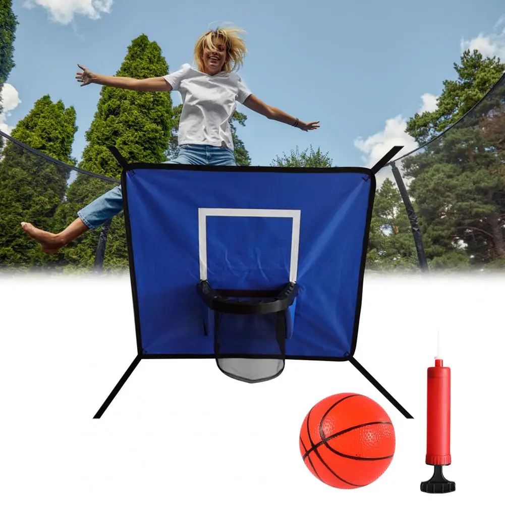 1 Set Trampoline Basketball Hoop Set Mini Hoop For Kids With 3 Mini Balls Pump Soft Material Basketball Goal For Children