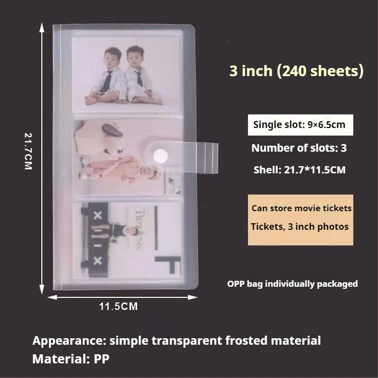 3 Inch Large Capacity 240 Slots Card Album Transparent Plastic Vinyl Organizer for Cards Photos Tickets Postcards Storage