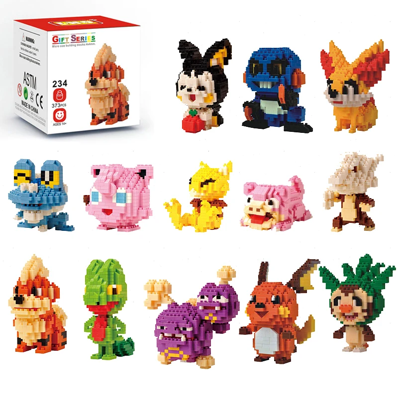 Pokemon building blocks Bricks Marowak Jigglypuff Fennekin Mini Action Figures Heads Toys kids Birthday Gifts Model Collect Toy | Игрушки и
