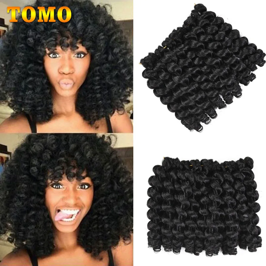 TOMO Wand Curl Synthetic Crochet Braids Hair 8 12 Inch Ombre Jamaican Bounce Crochet Twist Braids Hair Extensions 20 Strands