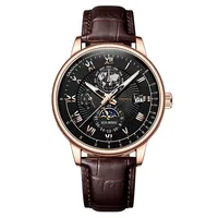 Montre de marque de luxe pour hommes, tendance, haut de gamme, légère, polyvalente, bracelet en cuir, faux trois yeux, mode Business 2