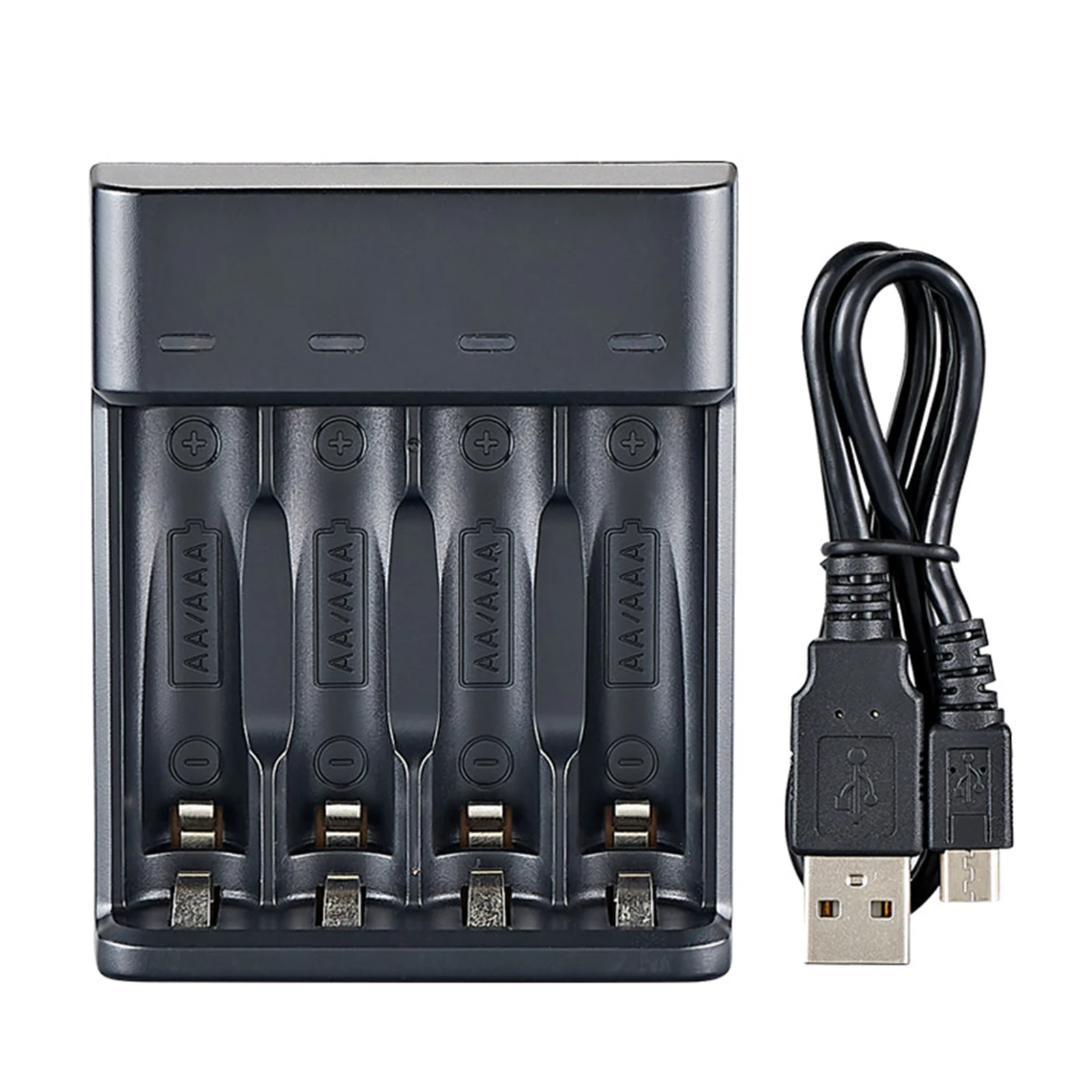 Smart 4-Slot Battery Charger for AA/AAA Ni-MH Batteries Fast Charging USB Plug and Play Rechargeable Battery Charging Dock
