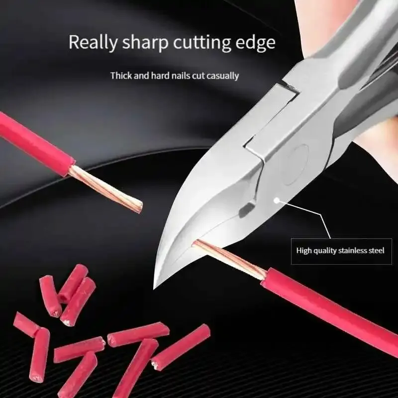 Nail Clipper Stainless Steel Nail Groove Pliers Bent Nose Plier Dead Skin Clipper Rubber Handle Onychomycosis Ingrowing