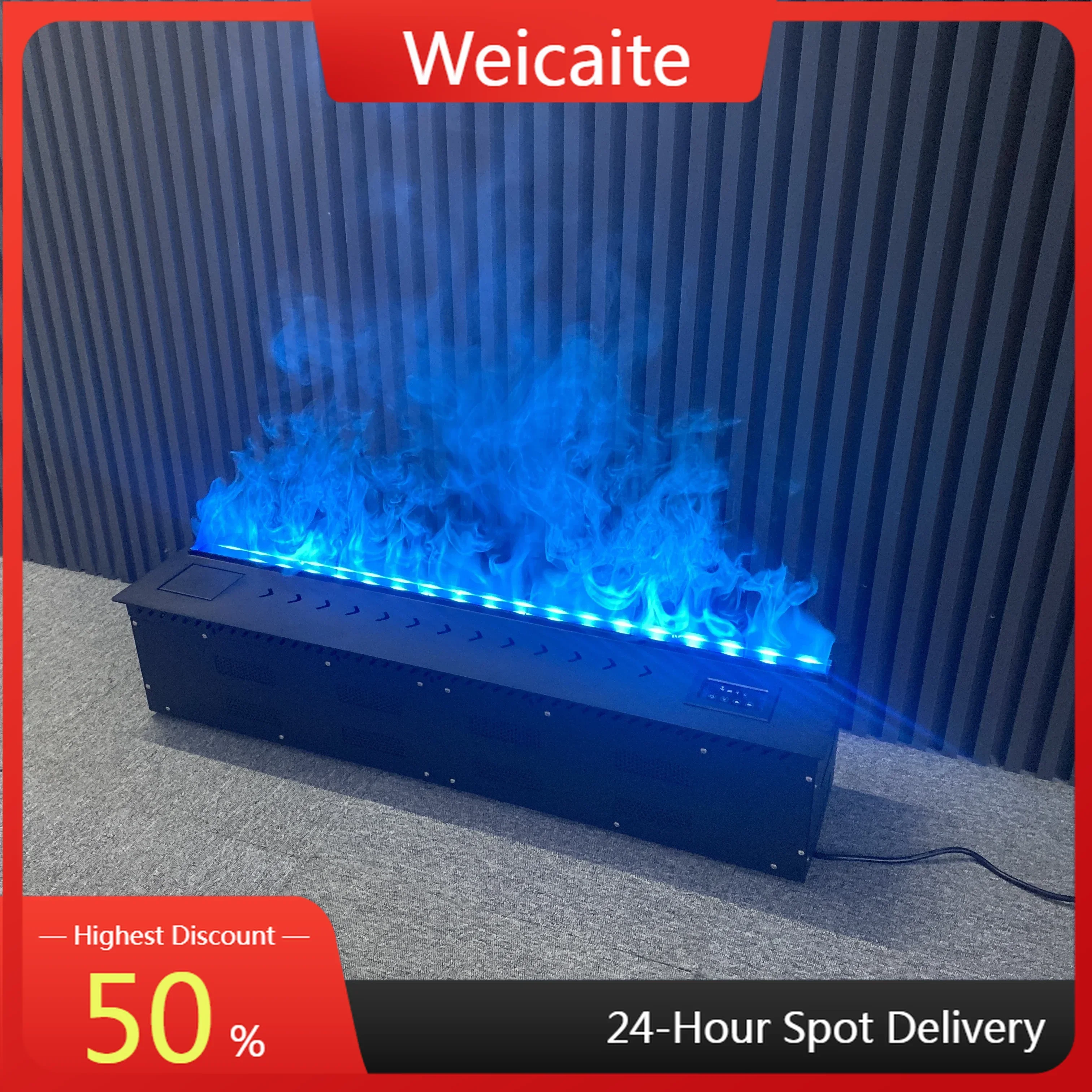 ใหม่ 100 ซม.สีจําลองเปลวไฟเตาฝังเตาผิงไฟฟ้าห้องนั่งเล่นตกแต่งปล่องไฟไฟฟ้าไอน้ําแขวนผนัง 1