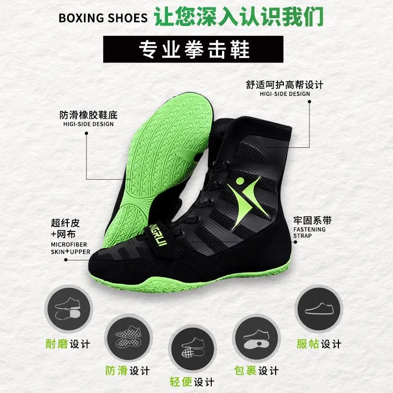 Martial Arts Shoes Wrestling Boots Professional Wrestling Boots for Unisex Black Mesh Boxing Shoes Mens Womens Luxury Brand Gym Shoes Couples Non-Slip Boxing Shoe
