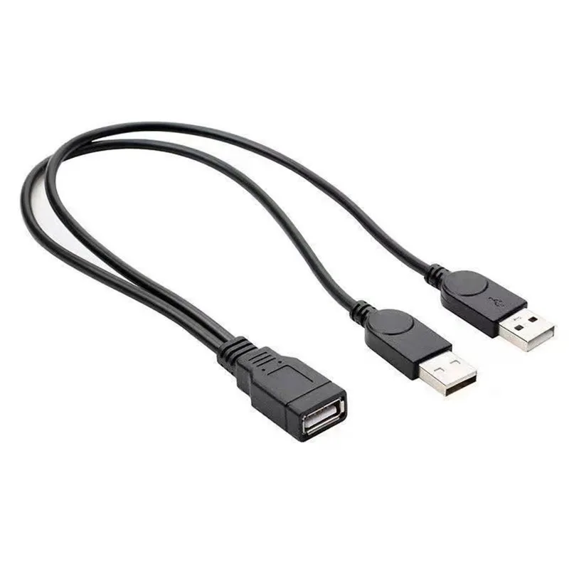 USB 케이블 스플리터 데이터 전송 전원 공급 코드 30CM USB2.0 듀얼 암-수 플러그 와이어 컨버터 충전 연장선