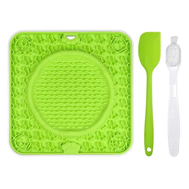 Suction Cup Silicone Pet Anti-bite Slow Feeder Placemat Partition Design Cat and Dog Slow-food Licking Plate + Scraper + Brush Suction Cup Silicone Pet Anti-bite Slow Feeder Placemat Partition Design Cat and Dog Slow-food Licking Plate + Scraper + Brush
