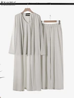 Women Autumn Tracksuits 3pcs Pant Sets ZANZEA Fashion Casual 3-Pieces Sets Solid Tank Tops and Cardigans Wide Leg Trousers Suit - Image 4