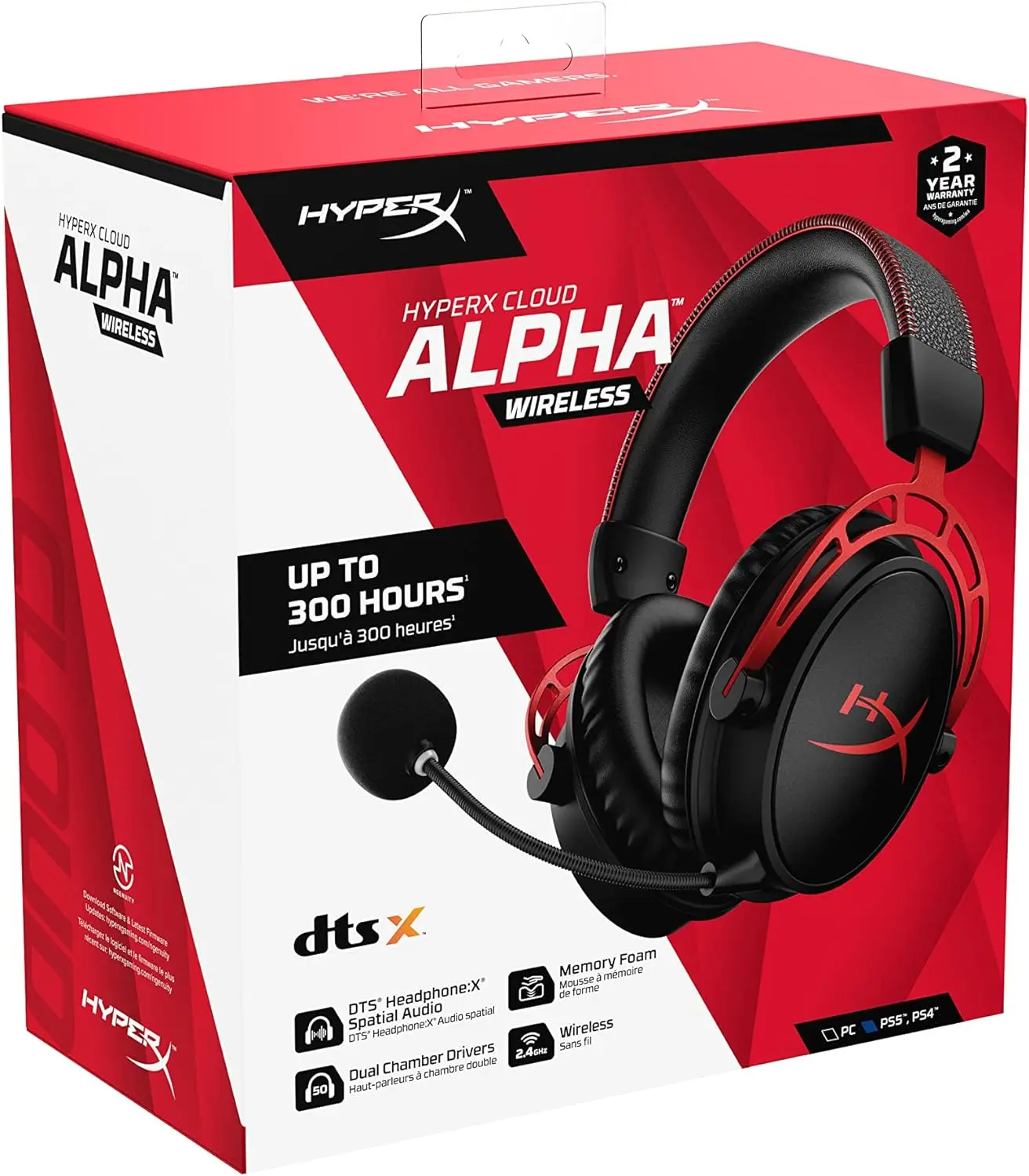 HyperX's Cloud Alpha wireless gaming headset features a 300-hour battery  life