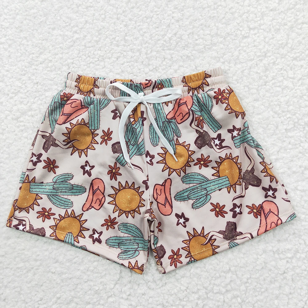 Baby Boy Summer Western Clothes Swimsuit Kids Stretchy Cow Print Swimwear Infant Swimming Trunks Shorts boys shorts