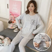Women Nursing Pyjamas Homewear Spring Autumn Maternity Pajamas Set Cute Breastfeeding Clothes Long-sleeved Pregnancy Sleepwear 2