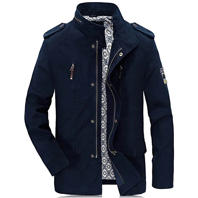 

Fashion Men's Clothes Spring and Autumn Male Casual Handsome 100% Cotton Jacket Tough Guy Style Solid Color Windbreaker Coats