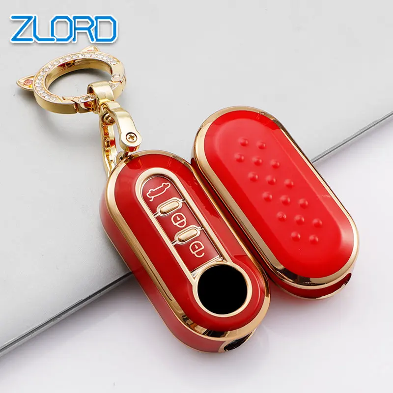 3 Pulsanti Per Fiat 500 Ducato Panda Punto Gold Tpu Car Flip Folding Key Case Cover Remote Key Shell Holder Protecor Portachiavi