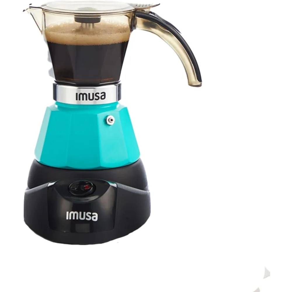 Imusa 3 Cup Electric Espresso Maker with Detachable Base, Teal