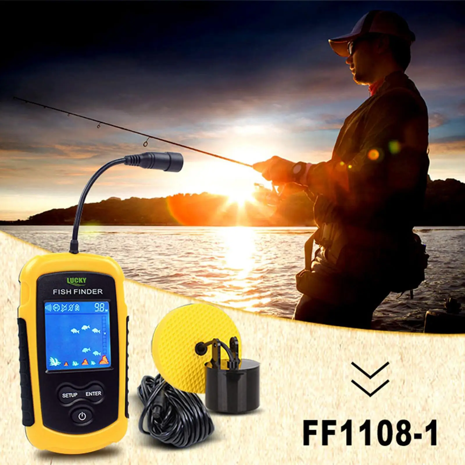 Fish s Alarm Portable Sonar LCD Fishing Lure Bait Sounder Carp
