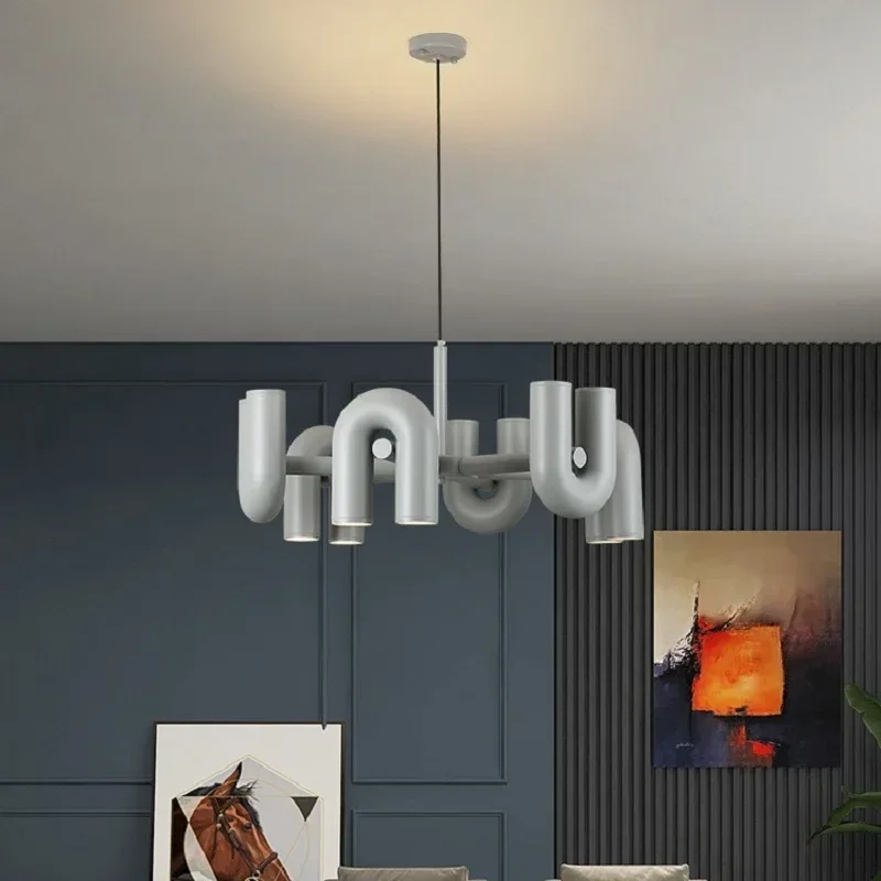 

Nordic Creative Macaron Chandeliers Living Room Office Bar Home Decor U Shape Led Pendant Lamps Indoor Lighting Fixture