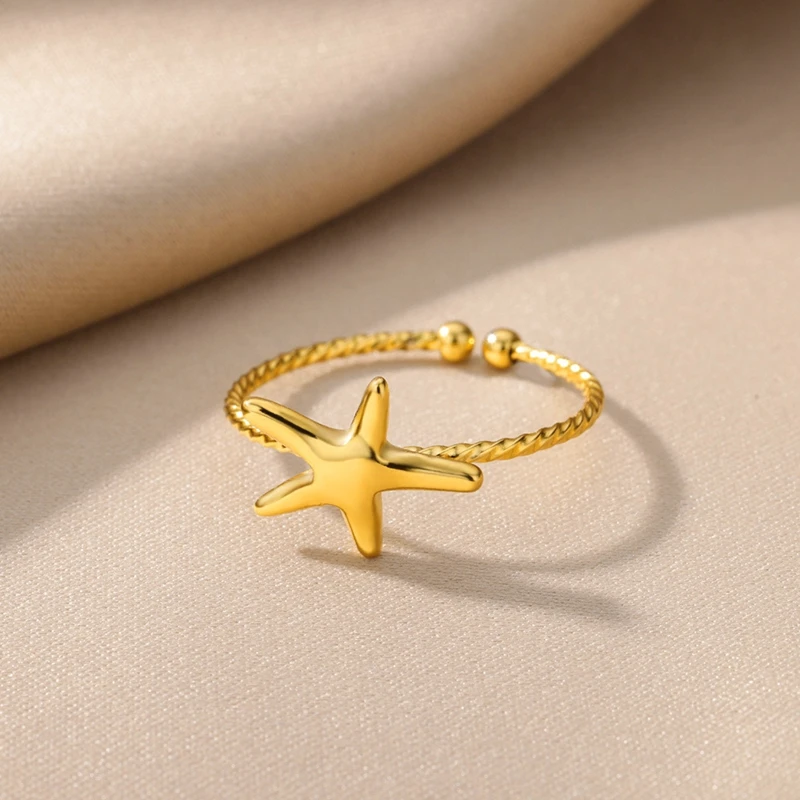[韓国人気ジュエリー] nff starfish drop ring DIEZI One Set Korean Flower Starfish Knuckle Rings For Women