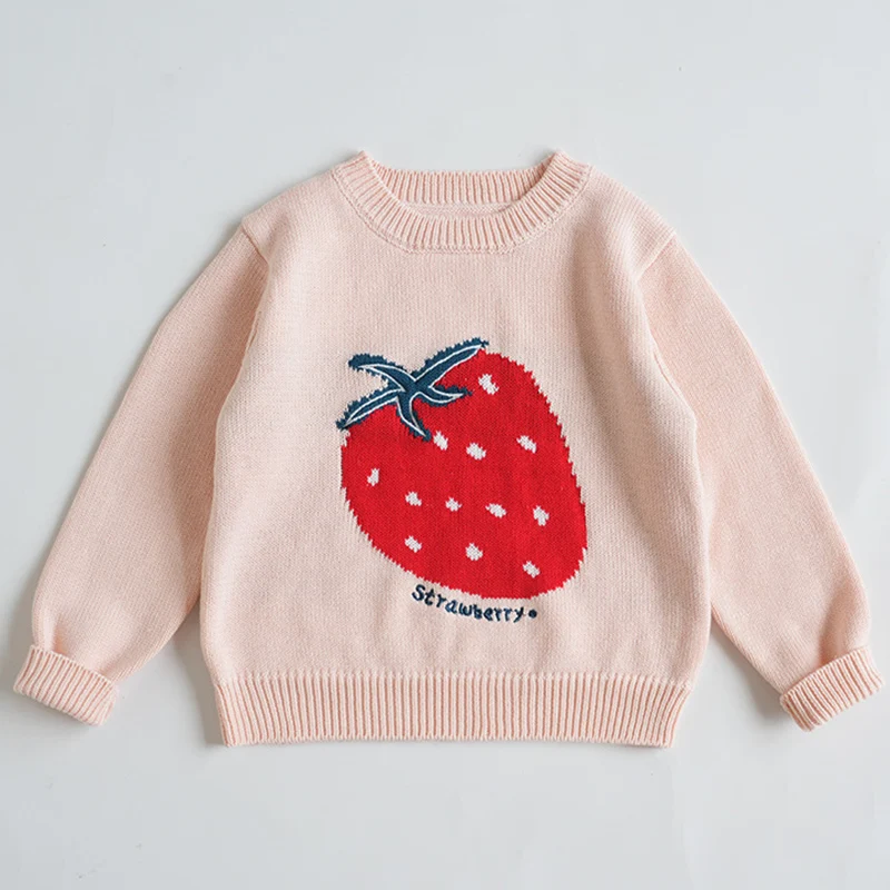 

Новинка 2024, осенняя вязаная одежда для маленьких девочек, Детский свитер, повседневный Свободный пуловер с длинным рукавом, свитер, пуловер для маленьких девочек, топы