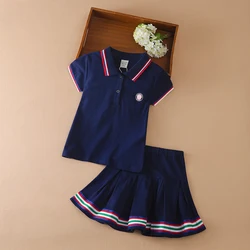 Clothing Set Girls Clothes 2023 New Kids Polo Tee Tshirt+Skirt For Little Girls 2 Pieces Suits Children Tennis Sportwear