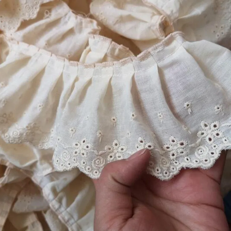 9CM Wide Embroidery Yellow Flower Lace Fabric Trim Ribbon DIY Sewing Applique Collar Ruffle Guipure Wedding Cloth Supply lace fabric lace ribbon lace sewing supplies lace sewing accessories clothing craft accessories