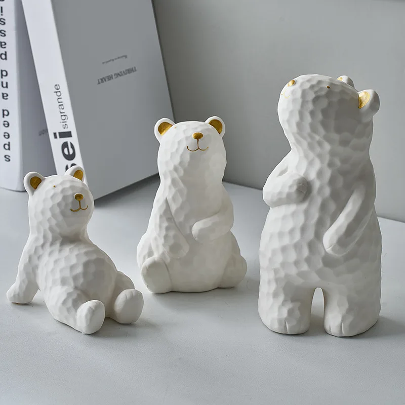 

Nordic Ceramic Bear Decoration Modern Light Luxury Home Living Room Wine Cabinet Decoration Creative Room Desktop Decoration
